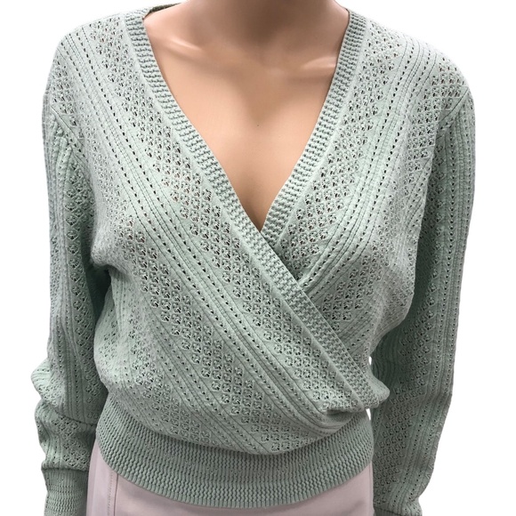 White House Black Market Sweaters - WHBM Long Sleeve Stitchy Surplice Sweater size L